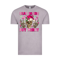 Vintage Zinc Dead inside but merry pink Christmas skeleton Vintage Tee - NancyCooperArtShop