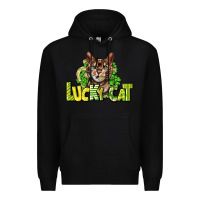 Black Lucky cat St. Patrick's Premium Hoodie - HowdyJamesFarm