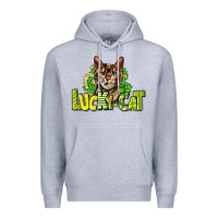 Heather Grey Lucky cat St. Patrick's Premium Hoodie - HowdyJamesFarm