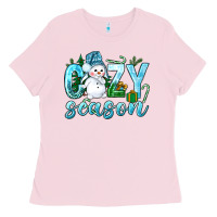 Bubblegum Pink cozy season winter christmas Ladies Tee - NancyCooperArtShop