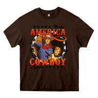 Chocolate Brown make america cowboy again Heavy Core Tee - AdoDesignShop