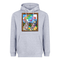 Heather Grey Happy Easter Day Heavyweight Hoodie - OliviaCreatesArt