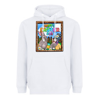 White Happy Easter Day Heavyweight Hoodie - OliviaCreatesArt