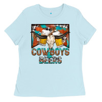 Baby Blue cowboys and beers Ladies Tee - NancyCooperArtShop