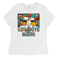 White cowboys and beers Ladies Tee - NancyCooperArtShop