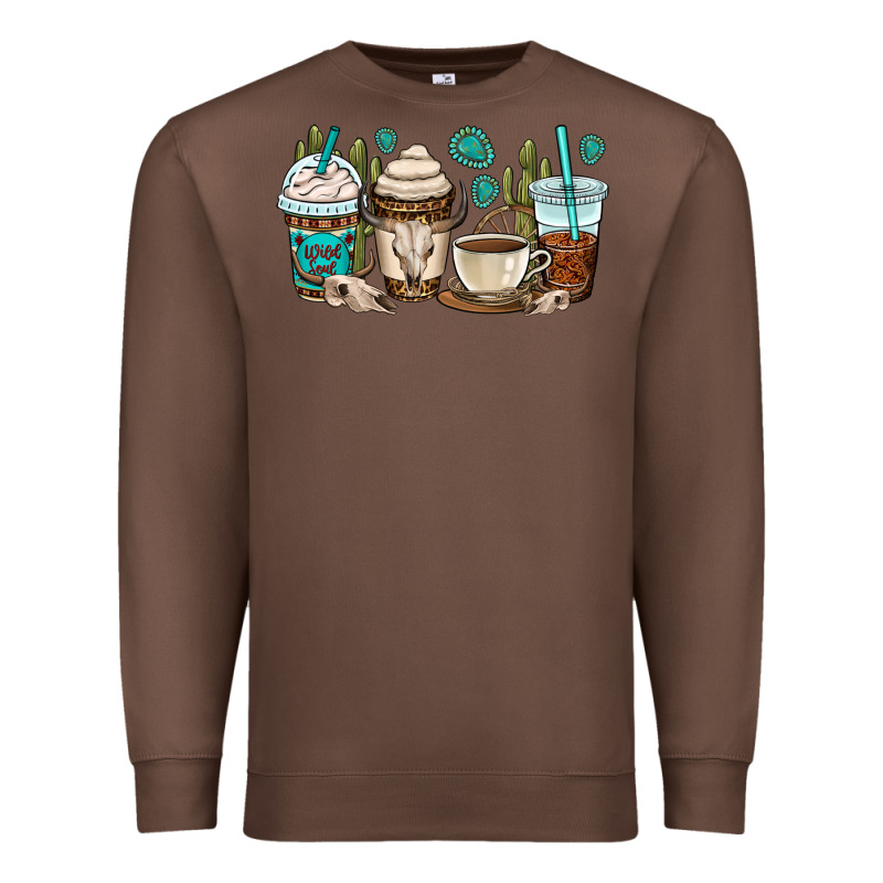 Bull Skull Coffee Cups Premium Sweatshirt by OliviaCreatesArt | Teevron