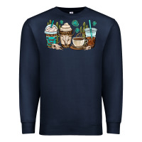 Navy bull skull coffee cups Premium Sweatshirt - OliviaCreatesArt