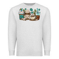Oatmeal Heather bull skull coffee cups Premium Sweatshirt - OliviaCreatesArt