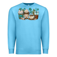 Ocean Blue bull skull coffee cups Premium Sweatshirt - OliviaCreatesArt