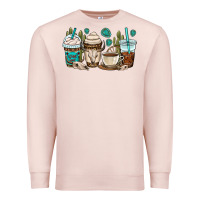 Pale Pink bull skull coffee cups Premium Sweatshirt - OliviaCreatesArt