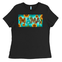 Black western mama with sunflowers and cactus Ladies Tee - RanaPortraitStore