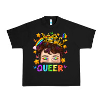 Black LGBTQ+ Queer Portrait With Crown And Rainbow Urban Heavy Tee - BundleAndBundleShop