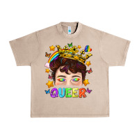 French Oak LGBTQ+ Queer Portrait With Crown And Rainbow Urban Heavy Tee - BundleAndBundleShop