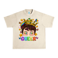Sandshell LGBTQ+ Queer Portrait With Crown And Rainbow Urban Heavy Tee - BundleAndBundleShop