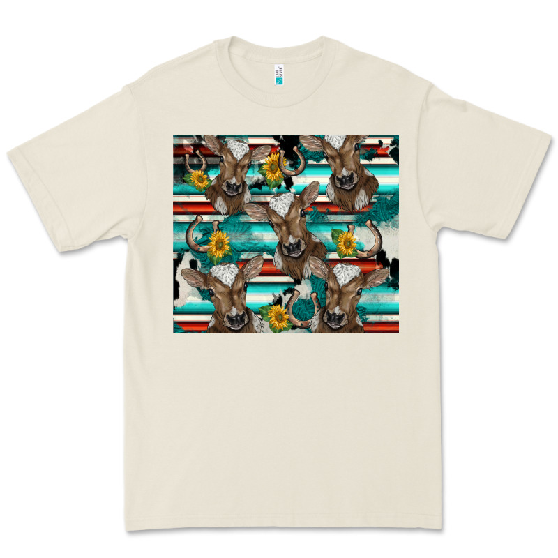 Western Horseshoe Sunflower Brown Cow Premium Tee by BarkalooDesign | Teevron