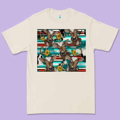 Western Horseshoe Sunflower Brown Cow Premium Tee Designed By Barkaloodesign