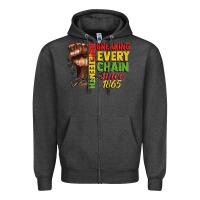 Charcoal Heather juneteenth breaking every chain since 1865 Zipper Hoodie - CowGirlArtShop