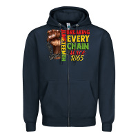 Navy juneteenth breaking every chain since 1865 Zipper Hoodie - CowGirlArtShop
