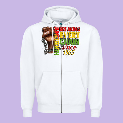 Juneteenth Breaking Every Chain Since 1865 Zipper Hoodie Designed By Cowgirlartshop