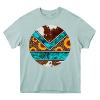 Arona turquoise cowhide leopard sunflowers round Heavy Core Tee - Artiststas