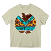 Mossy turquoise cowhide leopard sunflowers round Heavy Core Tee - Artiststas