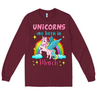 Burgundy unicorns are born in march Long Sleeve Tee - Jasminsmagicworld