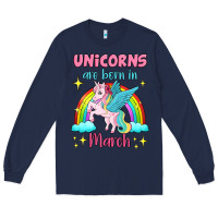 Navy unicorns are born in march Long Sleeve Tee - Jasminsmagicworld