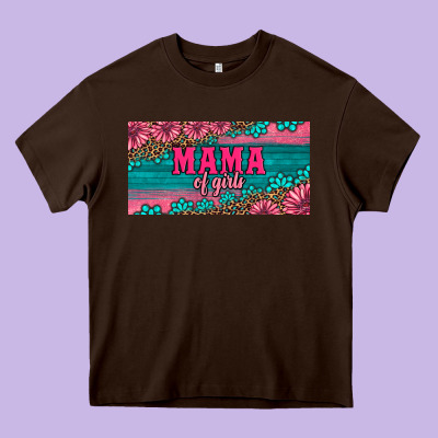 Pink Roses Mama Of Girls License Plate Heavy Core Tee Designed By Artiststas