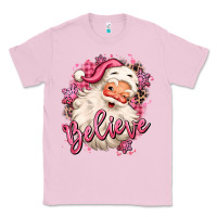 Bubblegum Pink believe pink christmas santa claus Classic Tee - MaliasSmallBusiness