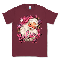 Burgundy believe pink christmas santa claus Classic Tee - MaliasSmallBusiness