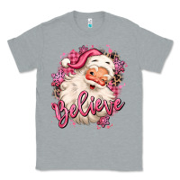 Heather Grey believe pink christmas santa claus Classic Tee - MaliasSmallBusiness