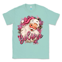 Seafoam believe pink christmas santa claus Classic Tee - MaliasSmallBusiness