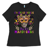 Black i'm dead inside but it's mardi gras Ladies Tee - Jasminsmagicworld