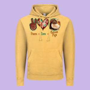 Peace Love Guinea Pigs Vintage Hoodie Designed By Jasminsmagicworld