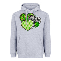 Heather Grey St. Patrick's Day cowhide hearts Heavyweight Hoodie - OliviaCreatesArt