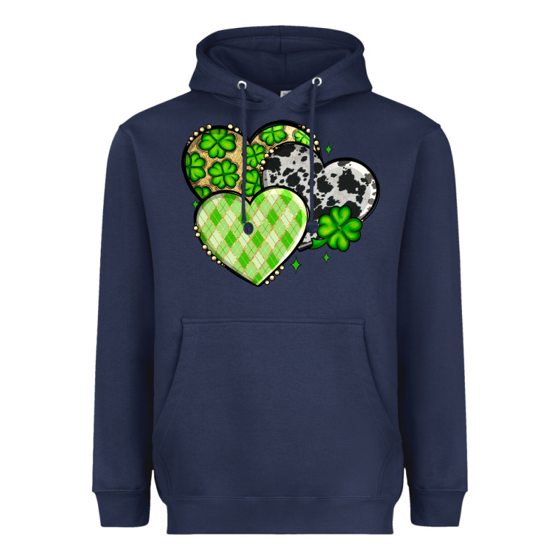 St. Patrick's Day Cowhide Hearts Heavyweight Hoodie by OliviaCreatesArt | Teevron