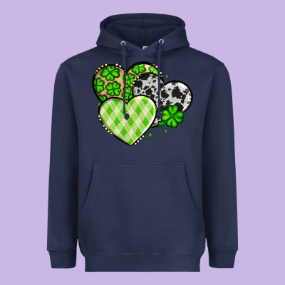 St. Patrick's Day Cowhide Hearts Heavyweight Hoodie Designed By Oliviacreatesart