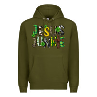 Army Green Jesus junkie St. Patrick's Premium Hoodie - CowGirlArtShop