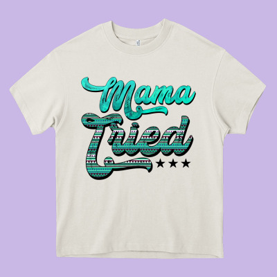 Mama Tried Aztec Turquoise Heavy Core Tee Designed By Adodesignshop