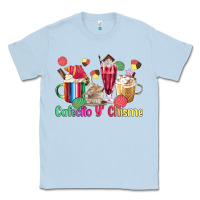 Dusty Blue cafecito y chisme coffee cups Classic Tee - MaliasSmallBusiness