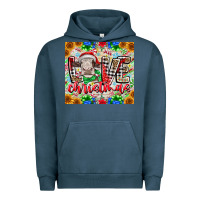Pigment Midnight Navy Love Christmas cow Urban Hoodie - CowhideDigitalArt