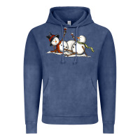 Vintage Denim snowman with wine Vintage Hoodie - MaliasSmallBusiness