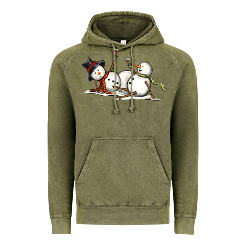 Snowman With Wine Vintage Hoodie by MaliasSmallBusiness | Teevron