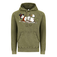Vintage Olive snowman with wine Vintage Hoodie - MaliasSmallBusiness