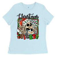 Baby Blue christmas vibes skeleton Ladies Tee - Jasminsmagicworld