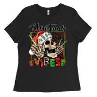 Black christmas vibes skeleton Ladies Tee - Jasminsmagicworld