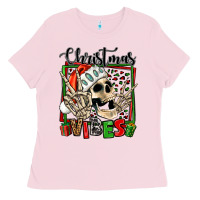 Bubblegum Pink christmas vibes skeleton Ladies Tee - Jasminsmagicworld