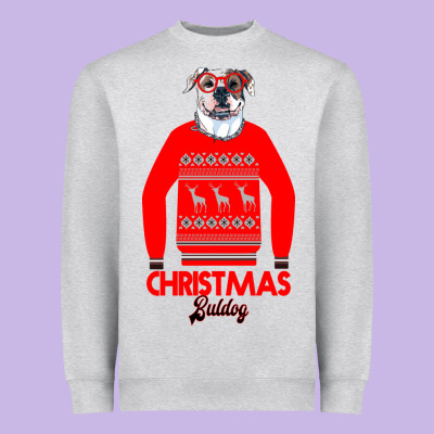 Christmas Buldog Heavyweight Sweatshirt Designed By Bettercallsaul