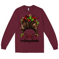 Burgundy christmas merry mama Long Sleeve Tee - Jasminsmagicworld