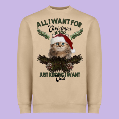 All I Want For Christmas Is You Just Kidding I Want Cats Heavyweight Sweatshirt Designed By Bettercallsaul